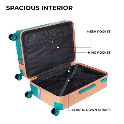 Nasher Miles Vegas Hard-Sided Polycarbonate Check-in Luggage Peach&Sea Blue 28 inch |75 Trolley Bag
