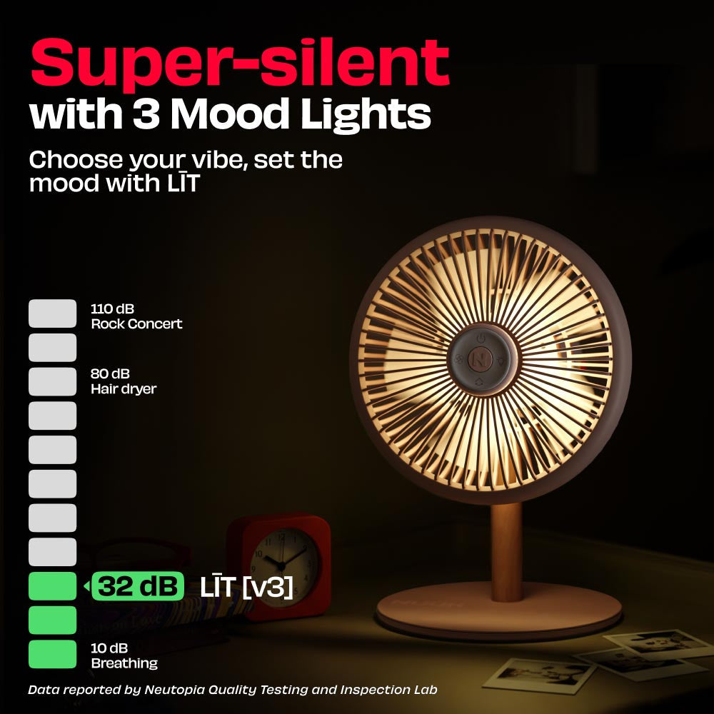 All-day Wireless Rechargeable Table Fan with Mood Light and Magnetic Remote | LĪT [v3]