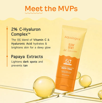 Glow+ Dewy Gel Sunscreen In-Vivo Tested SPF 50+ PA++++ with Papaya & Vitamin C - 80g