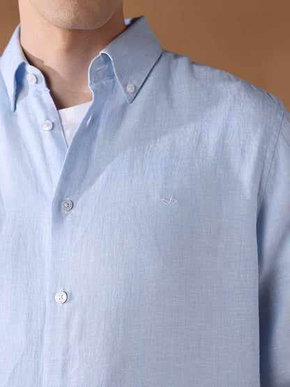 Blue Regular Fit Solid Casual Shirt for Men (LILA)