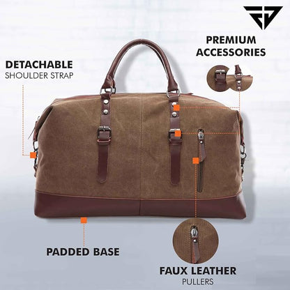 FUR JADEN  40L Canvas Weekender Travel Duffle Cabin Bag