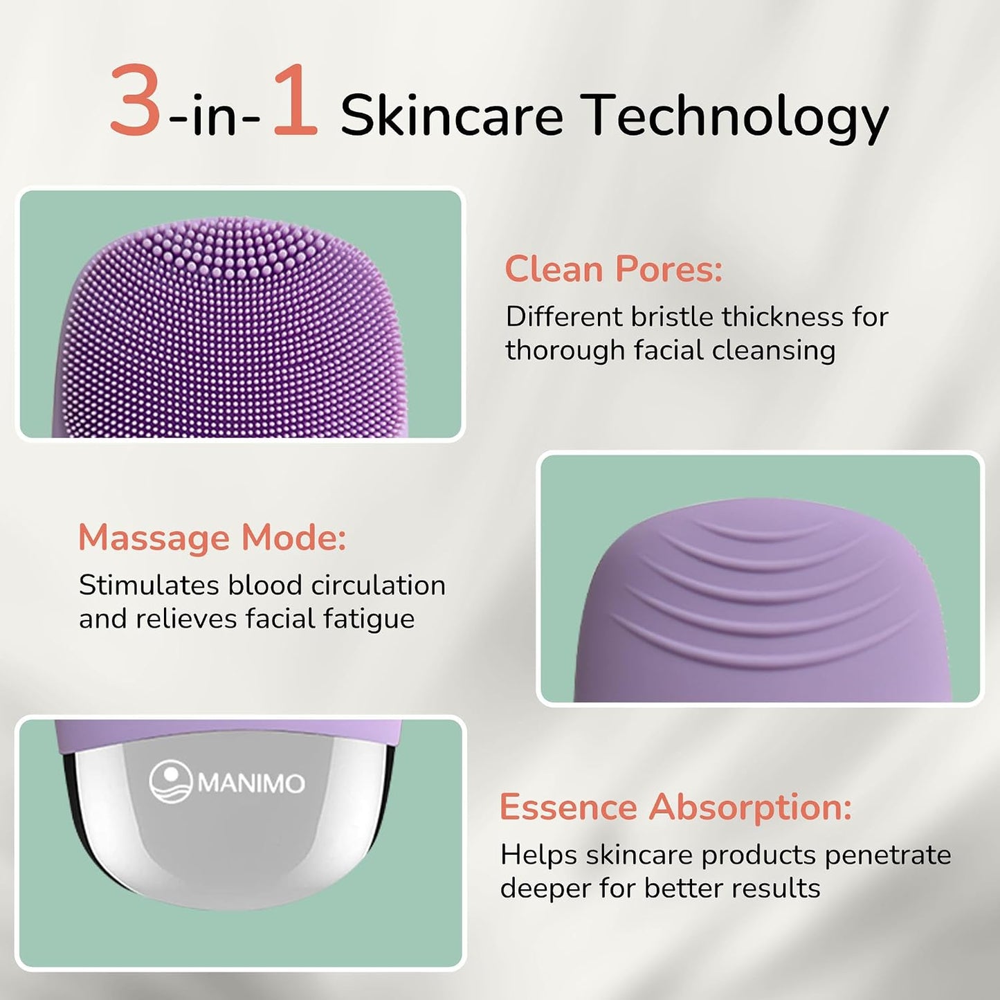 Manimo Smart Facial Cleansing Brush (Purple)