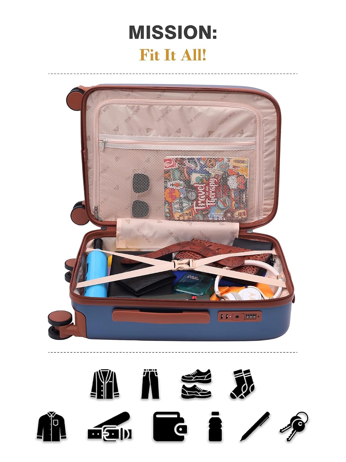 FUR JADEN  The Wayfarer Polycarbonate Travel Luggage Suitcase
