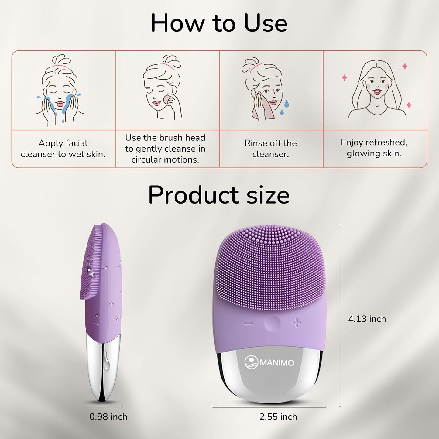 Manimo Smart Facial Cleansing Brush (Purple)