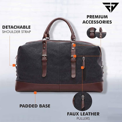 FUR JADEN  40L Canvas Weekender Travel Duffle Cabin Bag