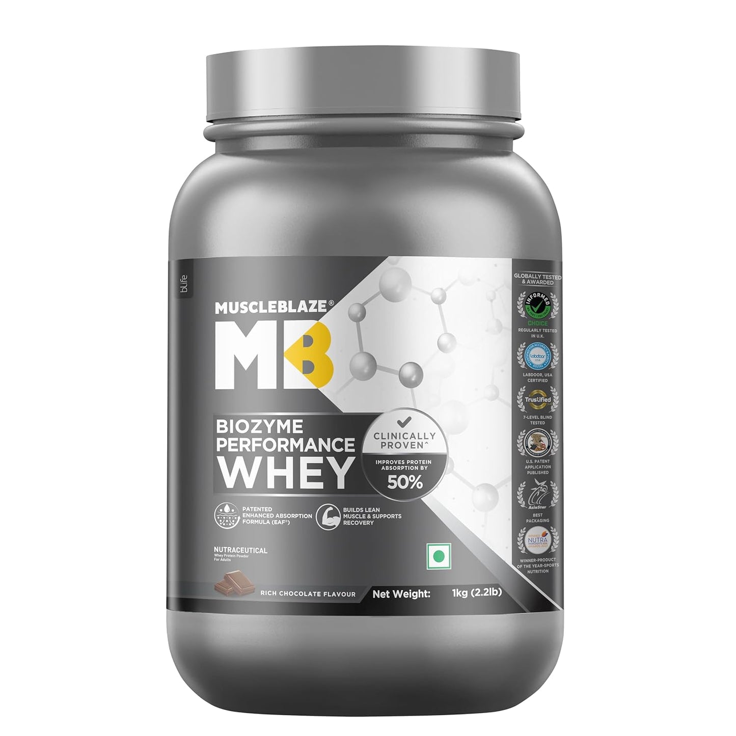 MuscleBlaze Biozyme Performance Whey, 1 kg (2.2 lb) | MuscleBlaze at Broadway