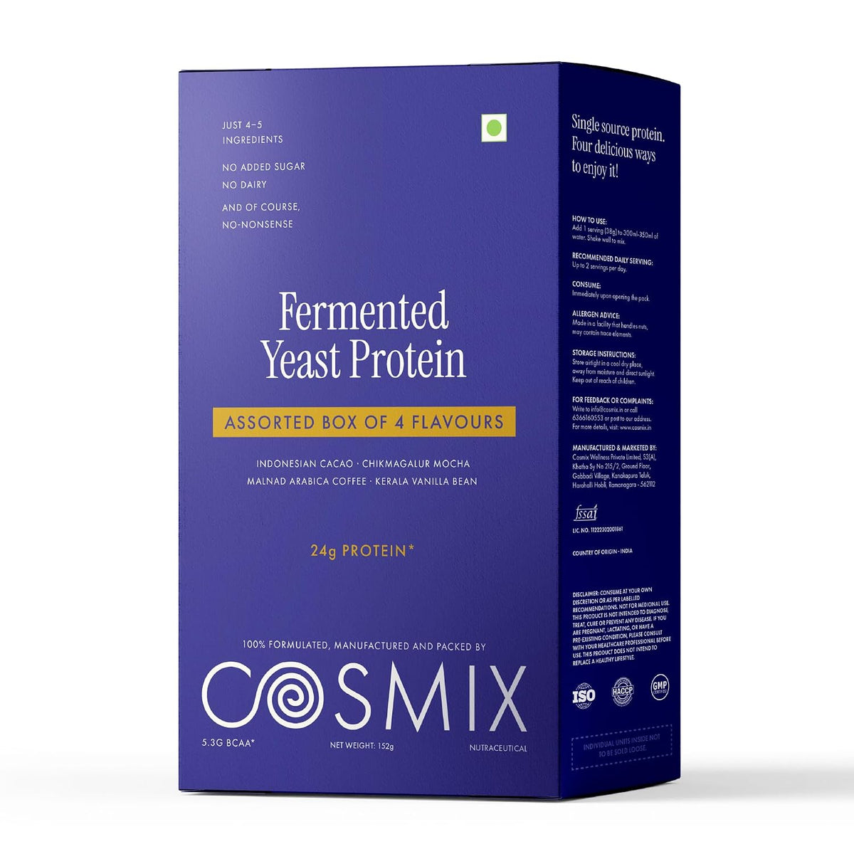 Cosmix Fermented Yeast Protein, assorted box of 4 sachets, 38g x 4