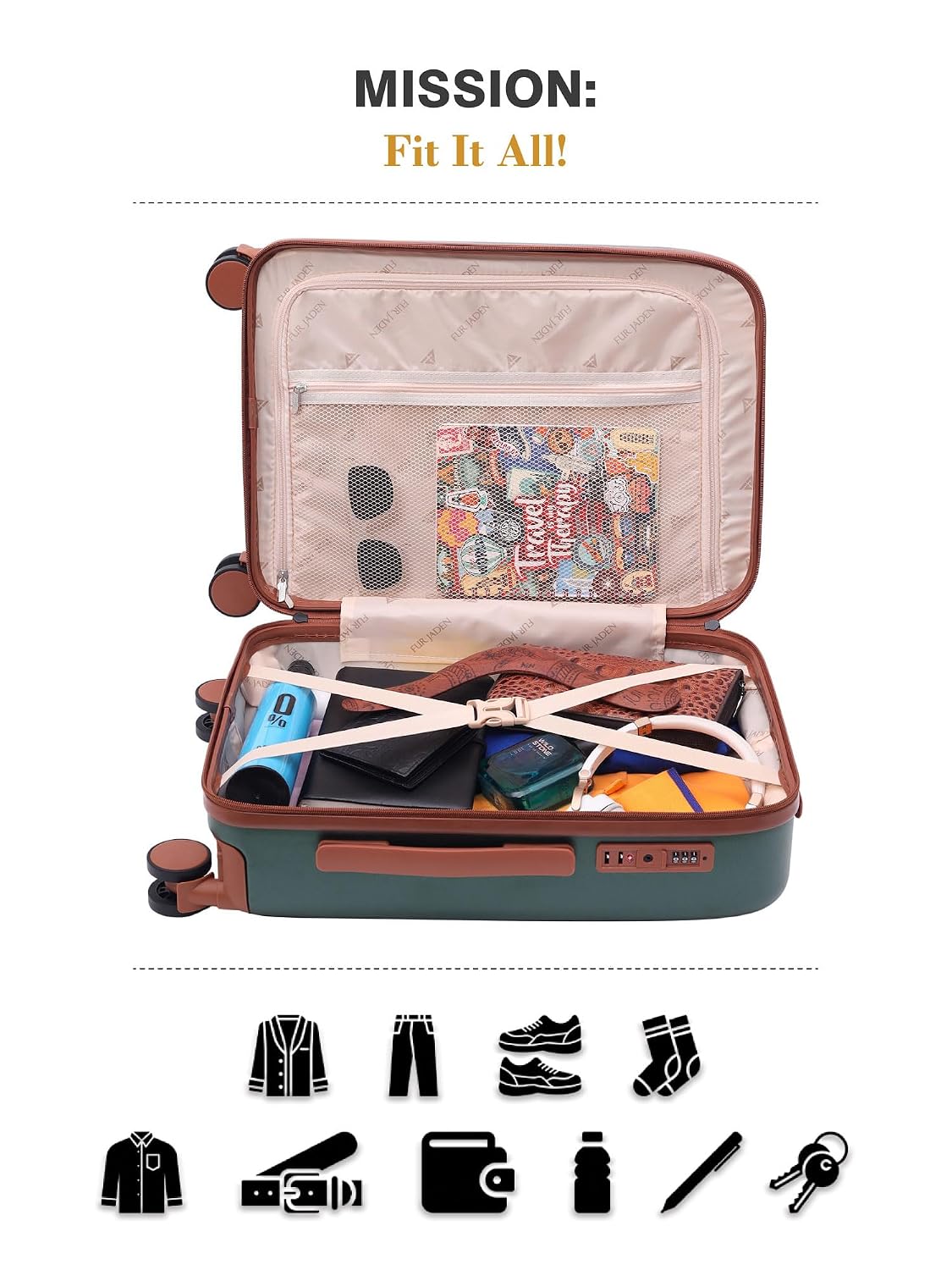 FUR JADEN  The Wayfarer Polycarbonate Travel Luggage Suitcase