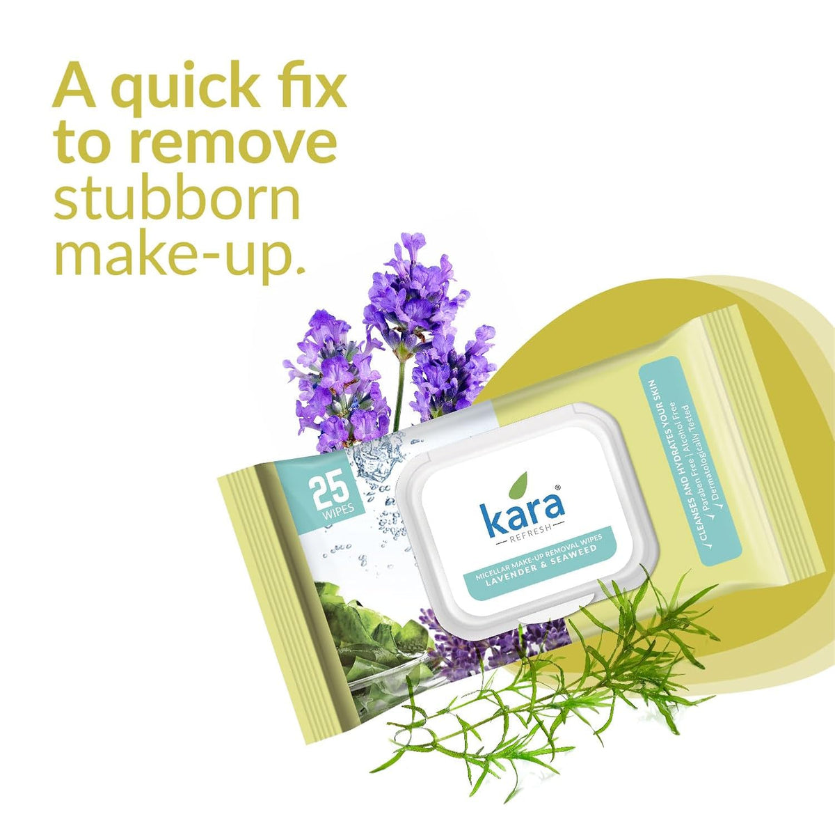 Kara Micellar Makeup Remover Wipes with Lavender & Seaweed