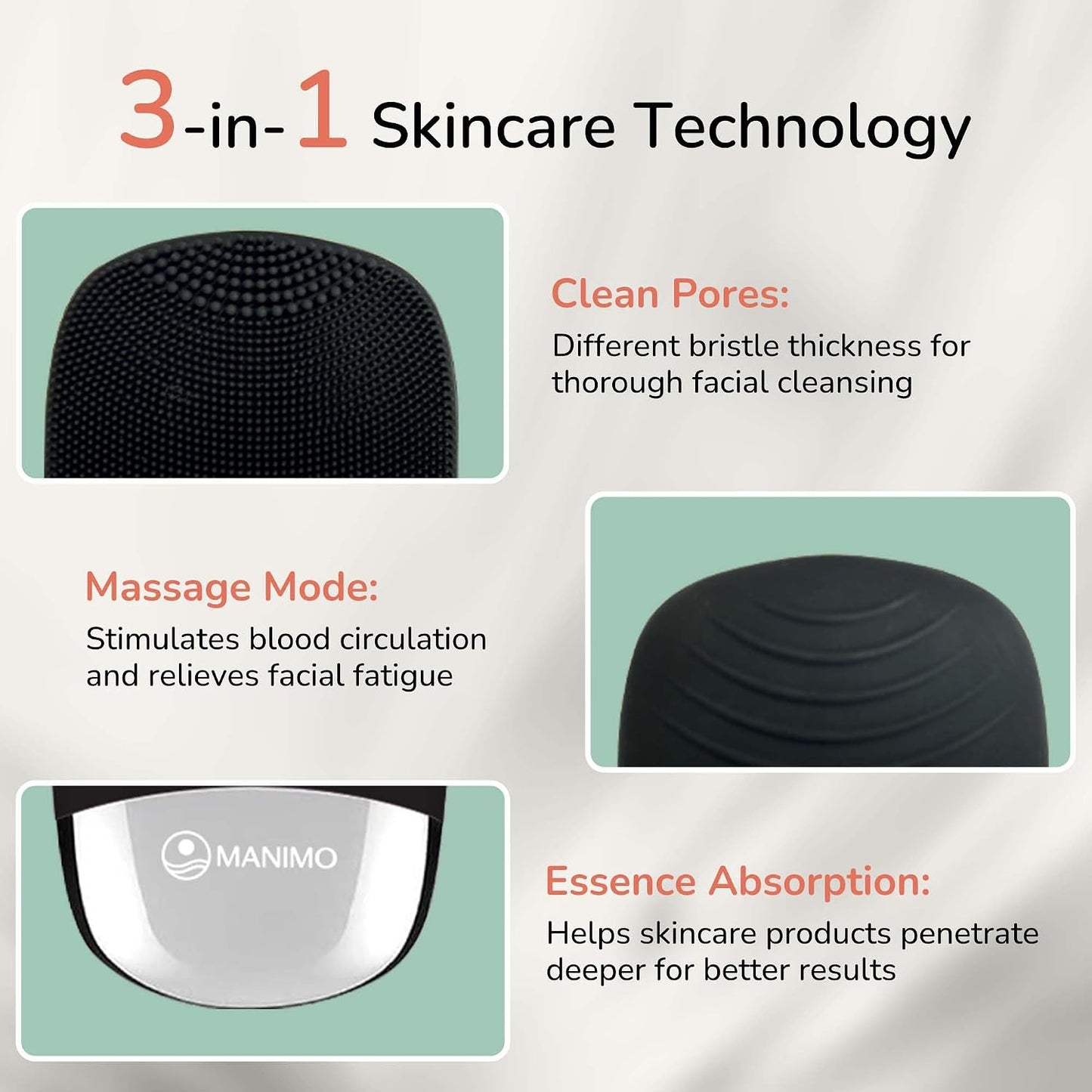 Manimo Smart Facial Cleansing Brush (Black)