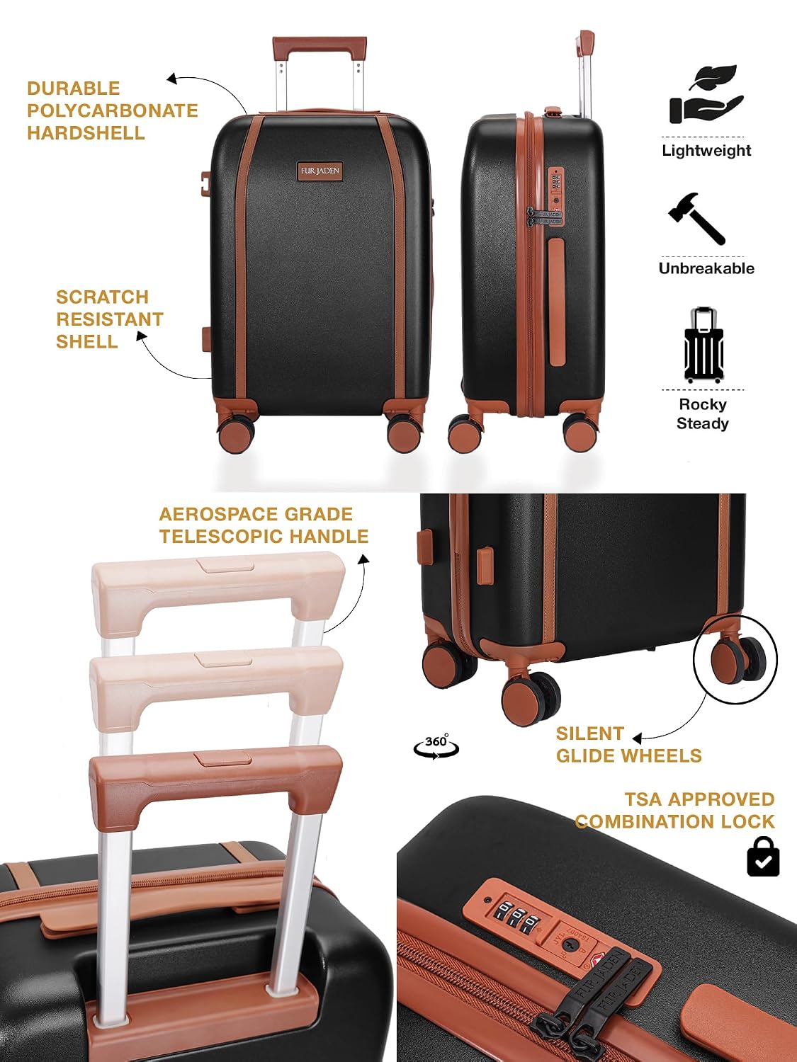 FUR JADEN  The Wayfarer Polycarbonate Travel Luggage Suitcase