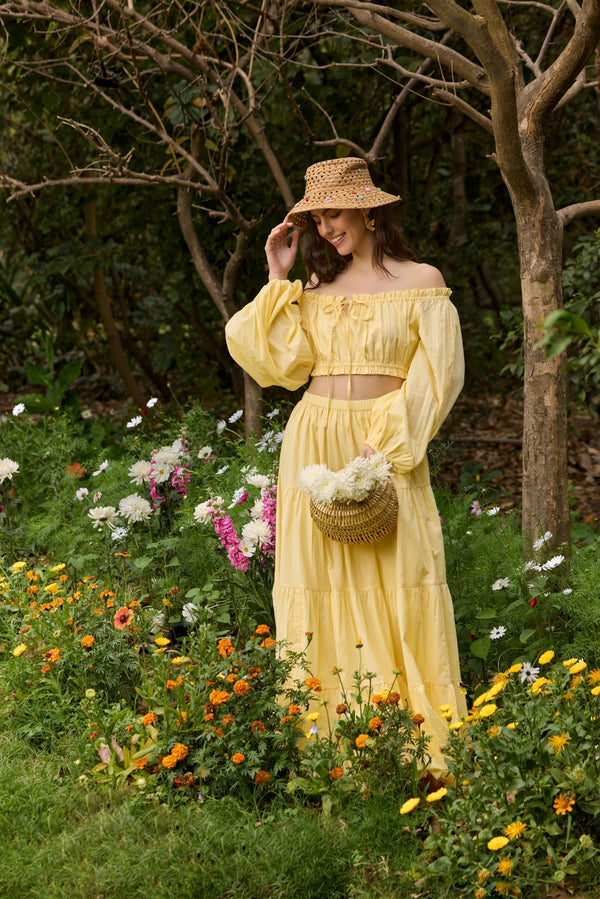 Butter Yellow Tiered Maxi Skirt