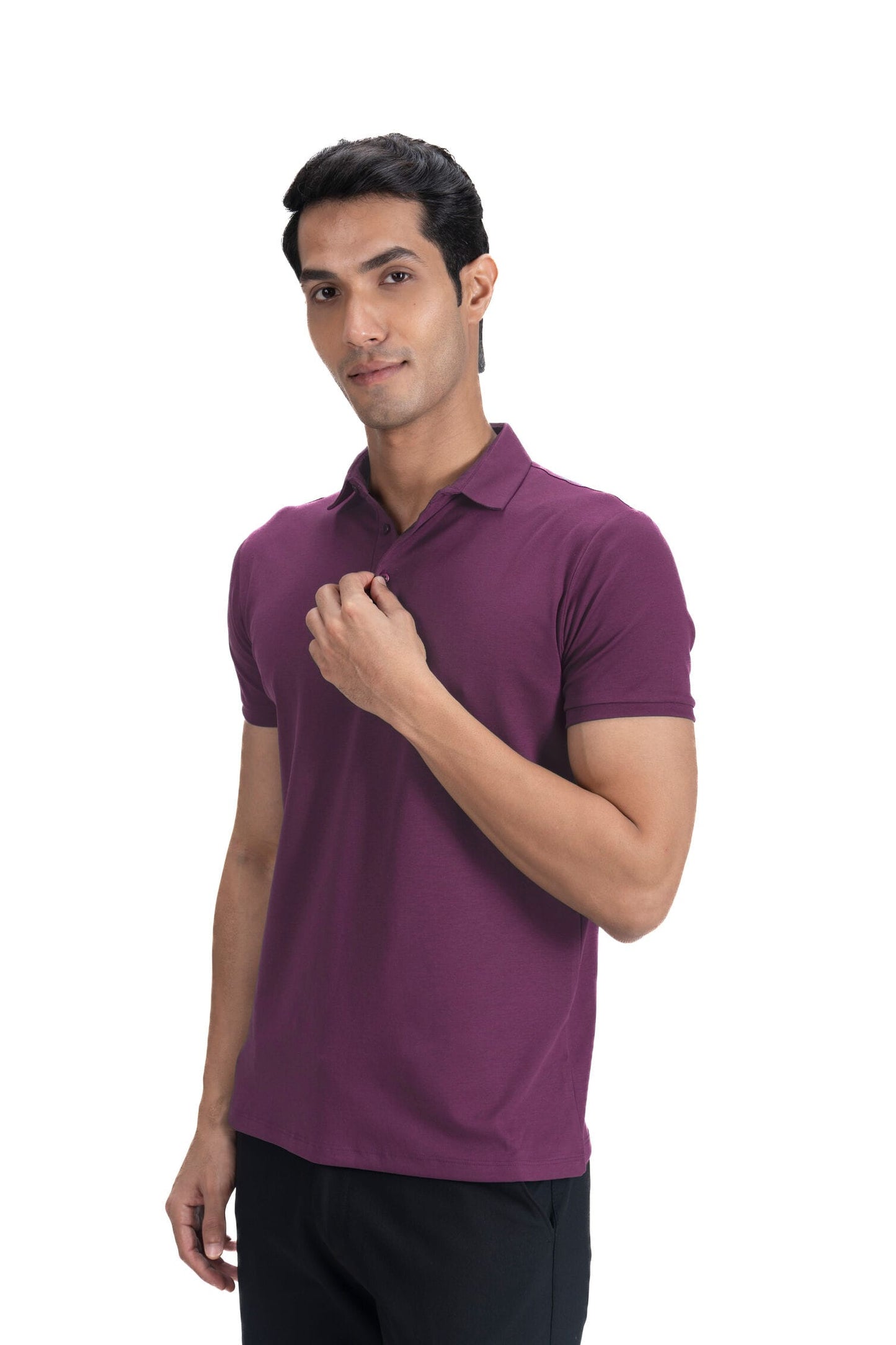 Fluid Cotton Polo - Plum Wine