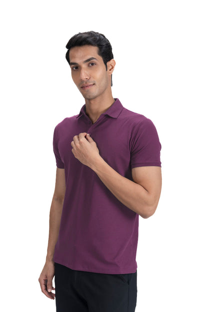 Fluid Cotton Polo - Plum Wine
