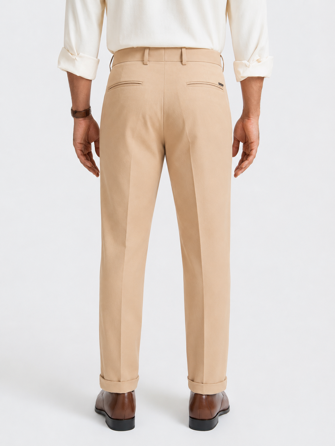 Japanese Khaki Straight Fit Pleated Formal Trousers