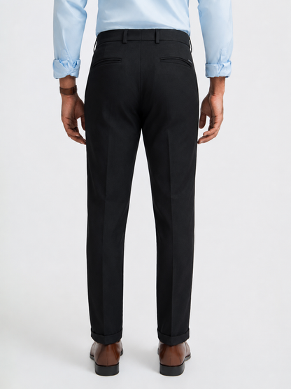 Japanese Black Straight Fit Pleated Formal Trousers