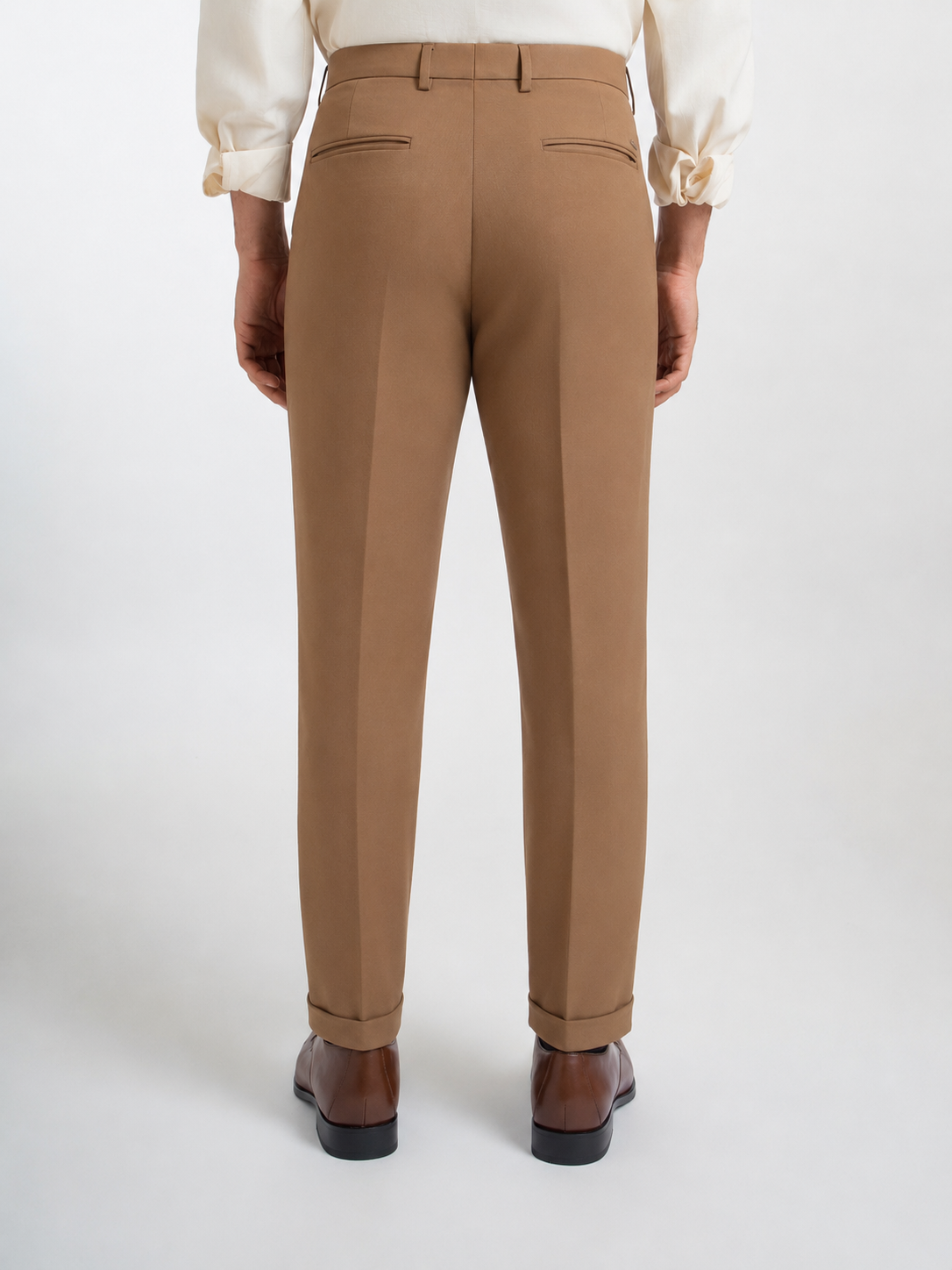 Japanese Brown Straight Fit Pleated Formal Trousers