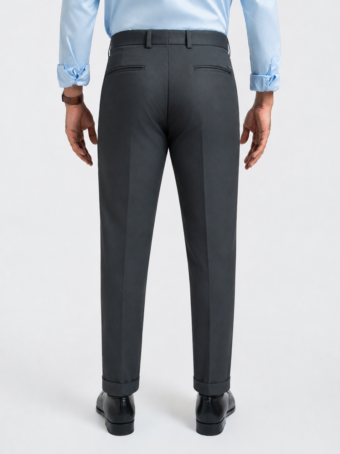 Japanese Grey Straight Fit Pleated Formal Trousers