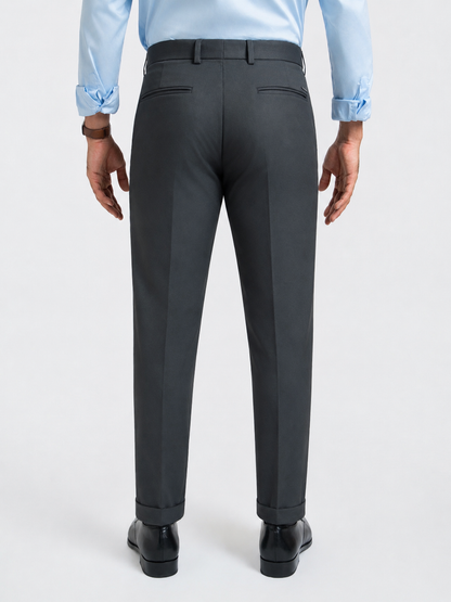 Japanese Grey Straight Fit Pleated Formal Trousers