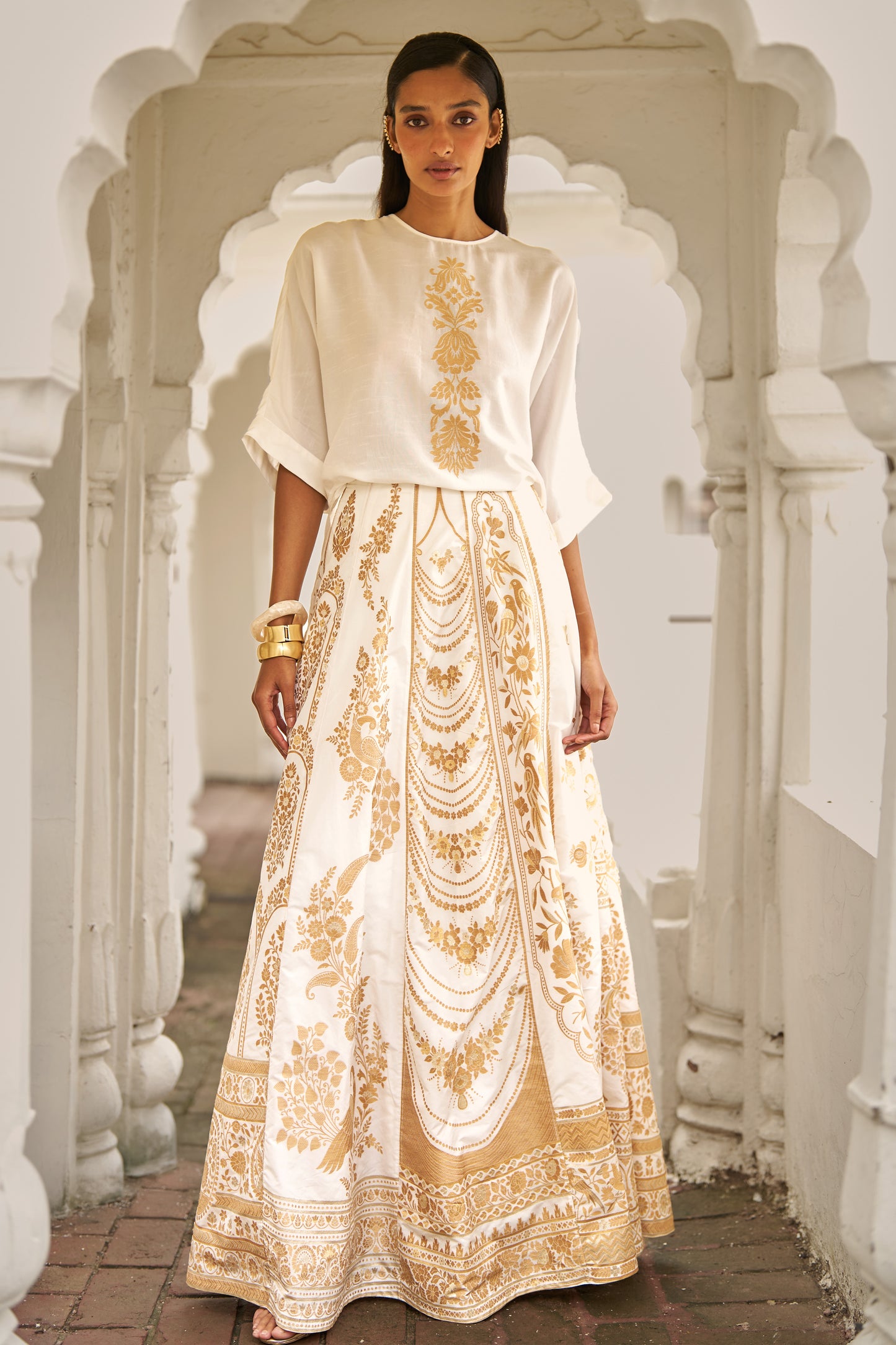 SILK BROCADE MAXI SKIRT SET