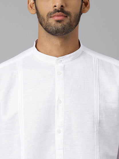 Soft Finish Mandarin Collar White Kurta - Spirited