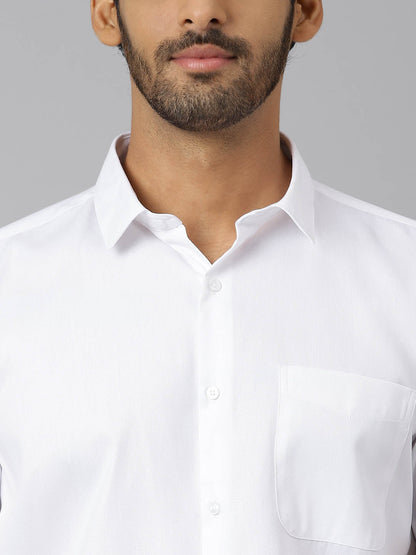 Patch Pocket Dobby Cotton White Shirt - Orchard