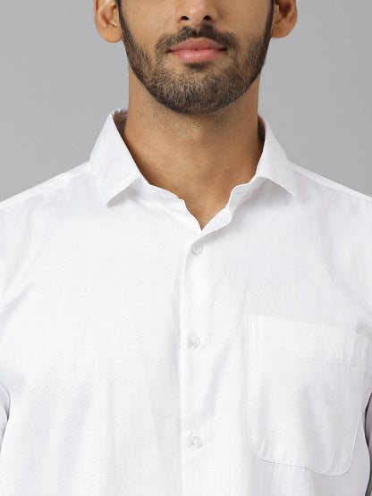 Cutaway Collar Pure Cotton White Shirt - Bay Area