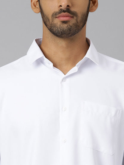 Chiseled Cuff Angular Twill White Shirt - Austin