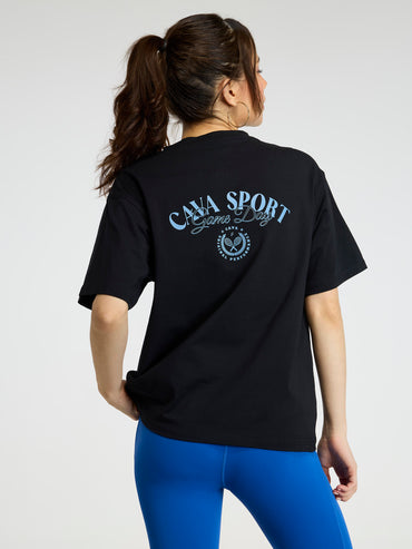 Black Cava Sport Oversized Printed Tee - Women