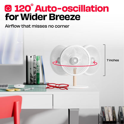 All-day Wireless Rechargeable Table Fan with Mood Light and Magnetic Remote | LĪT [v3]