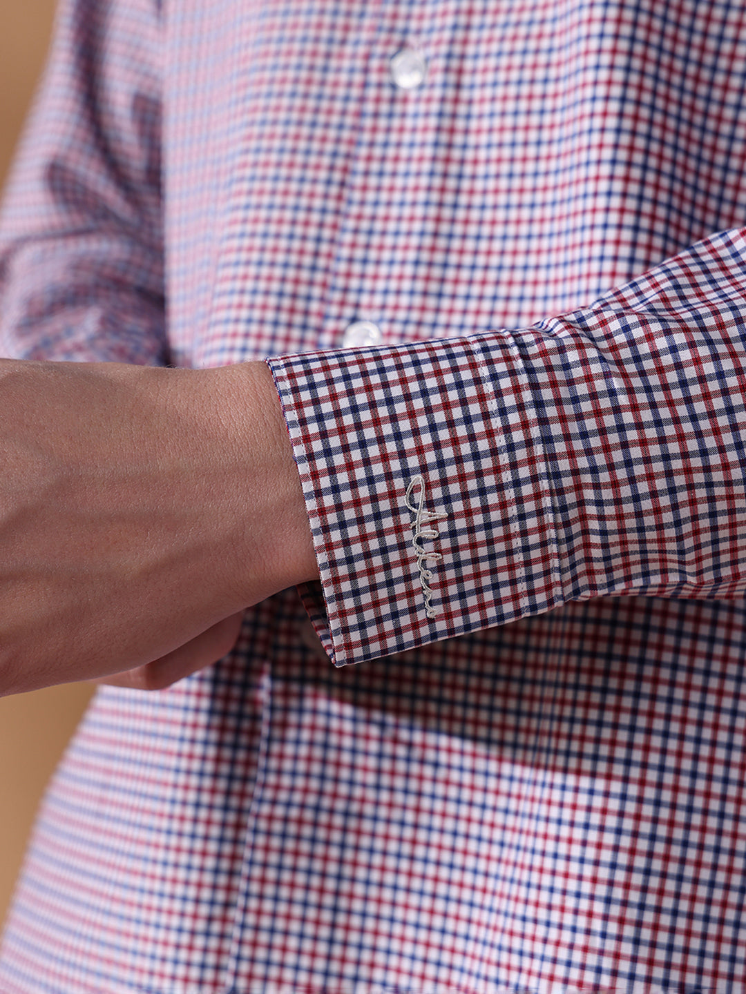 Red Regular Fit Checked Formal Shirt for Men (LEOP)