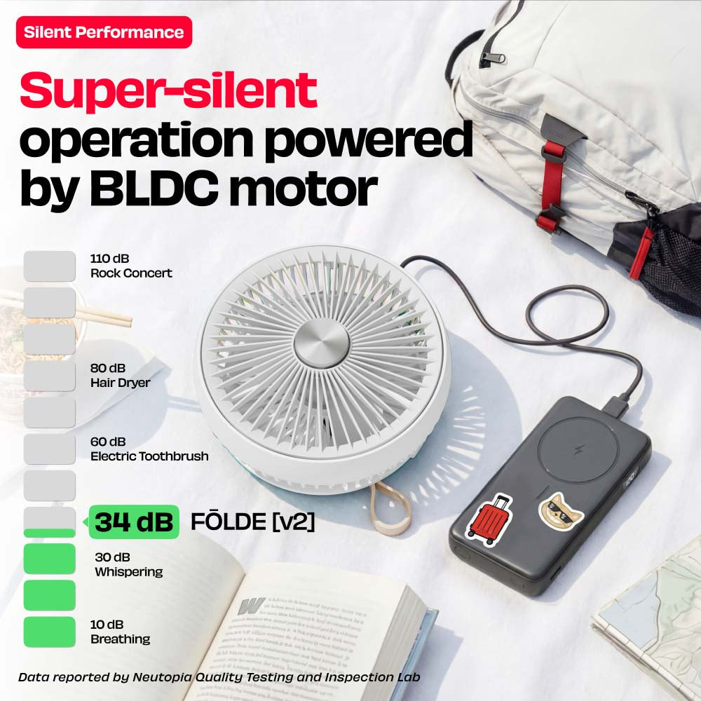 FOLDE v2 | All Day Wireless Rechargeable Folding Fan