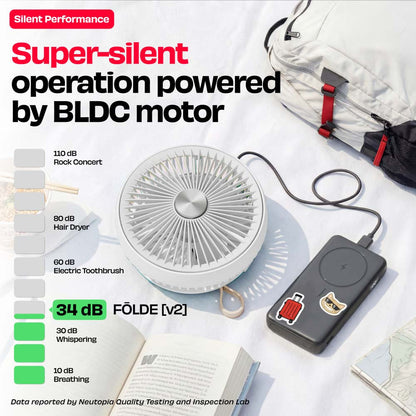 FOLDE v2 | All Day Wireless Rechargeable Folding Fan