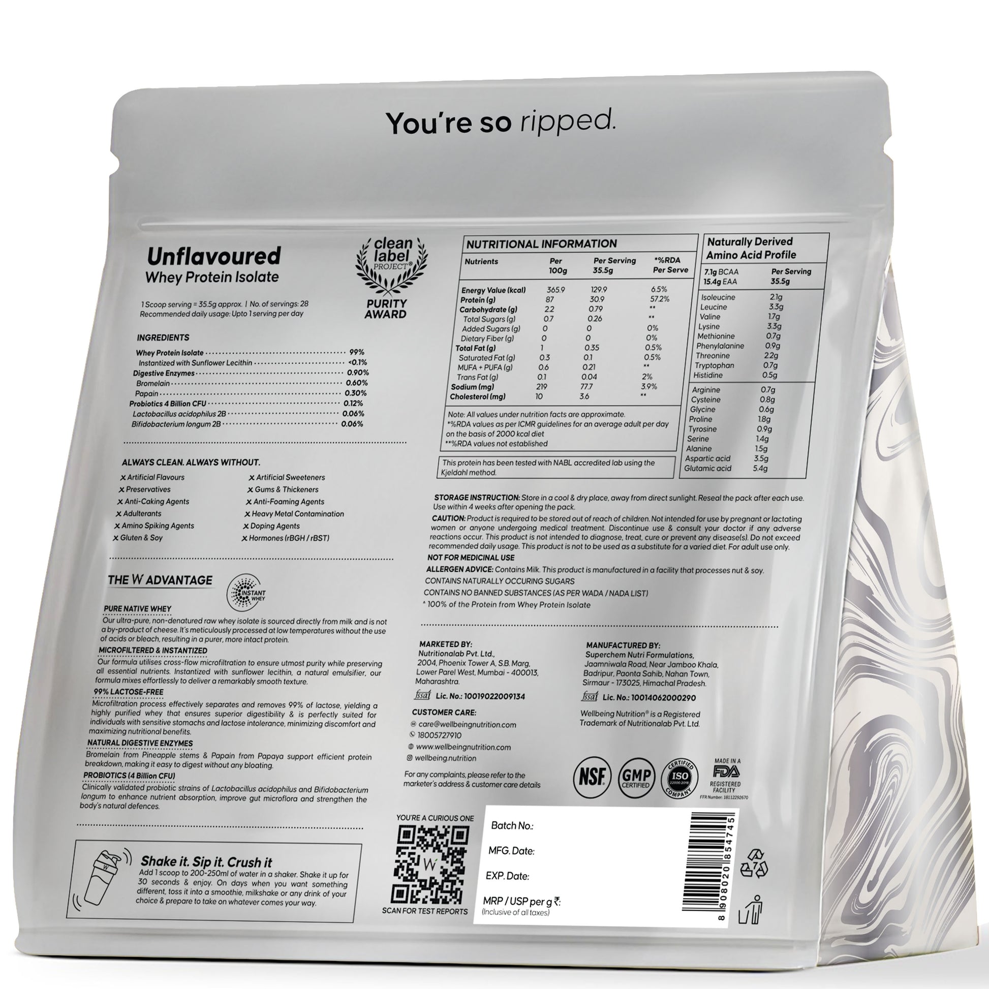 Whey Protein Isolate Unflavored | Wellbeing Nutrition at Broadway