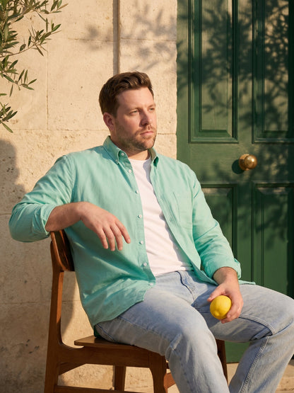 Lime Green Regular Fit Solid Plus Size Casual Shirt for Men (ARMON)