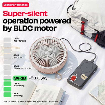 FOLDE v2 | All Day Wireless Rechargeable Folding Fan