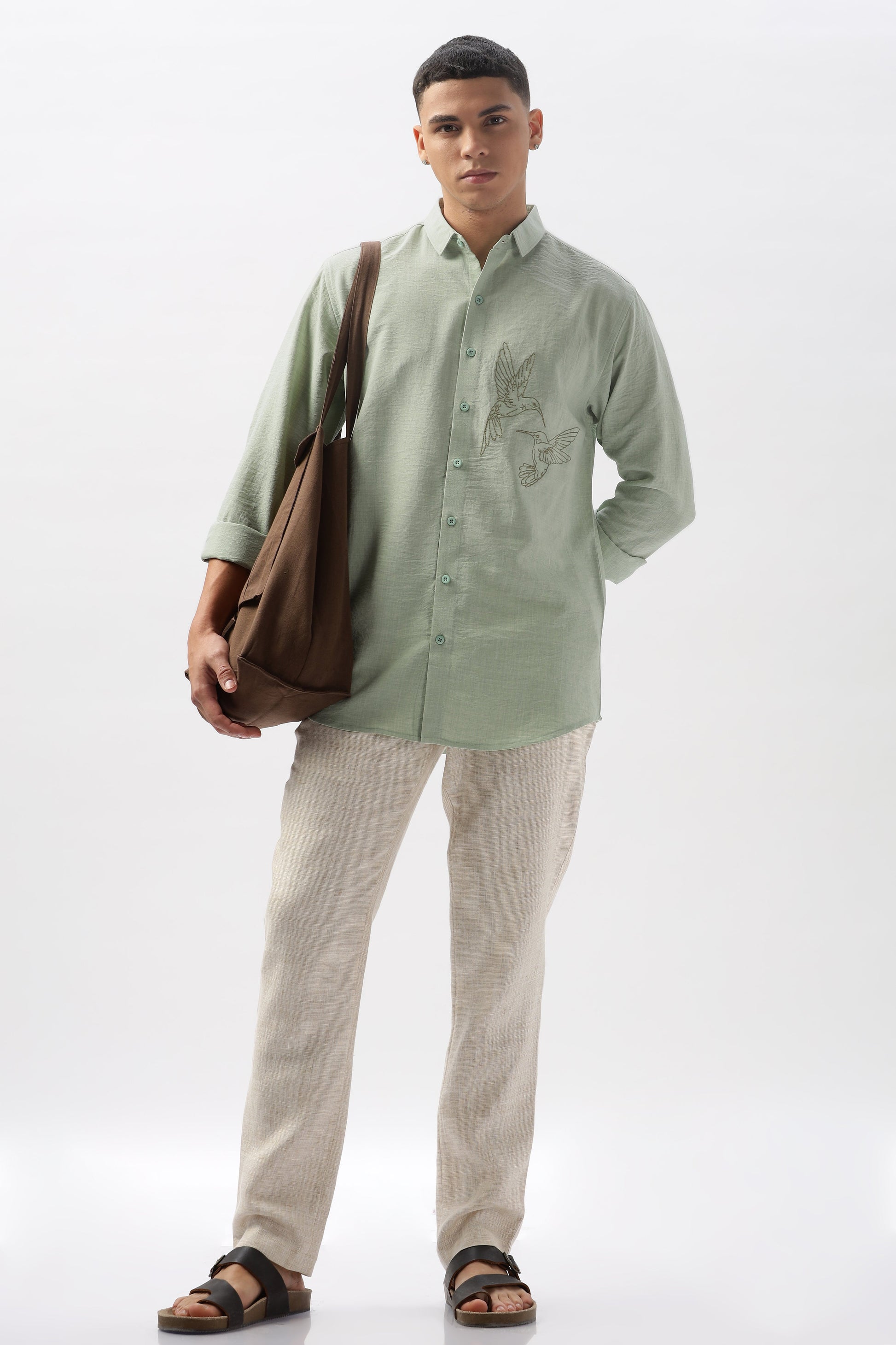 Humming(way) Birds Vienna Green Embroidery Shirt | Hamptons at Broadway
