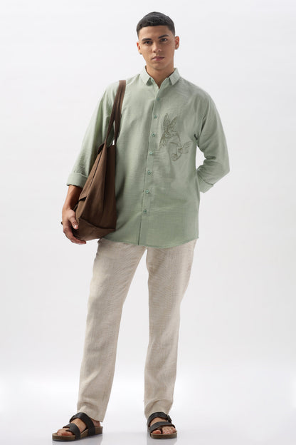 Humming(way) Birds Vienna Green Embroidery Shirt | Hamptons at Broadway