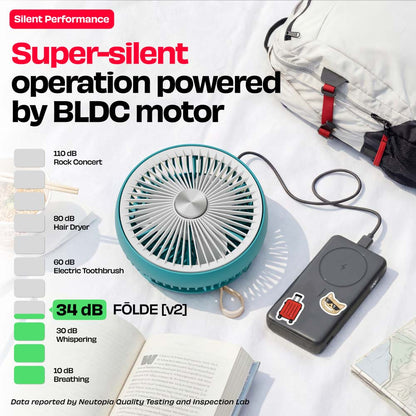 FOLDE v2 | All Day Wireless Rechargeable Folding Fan