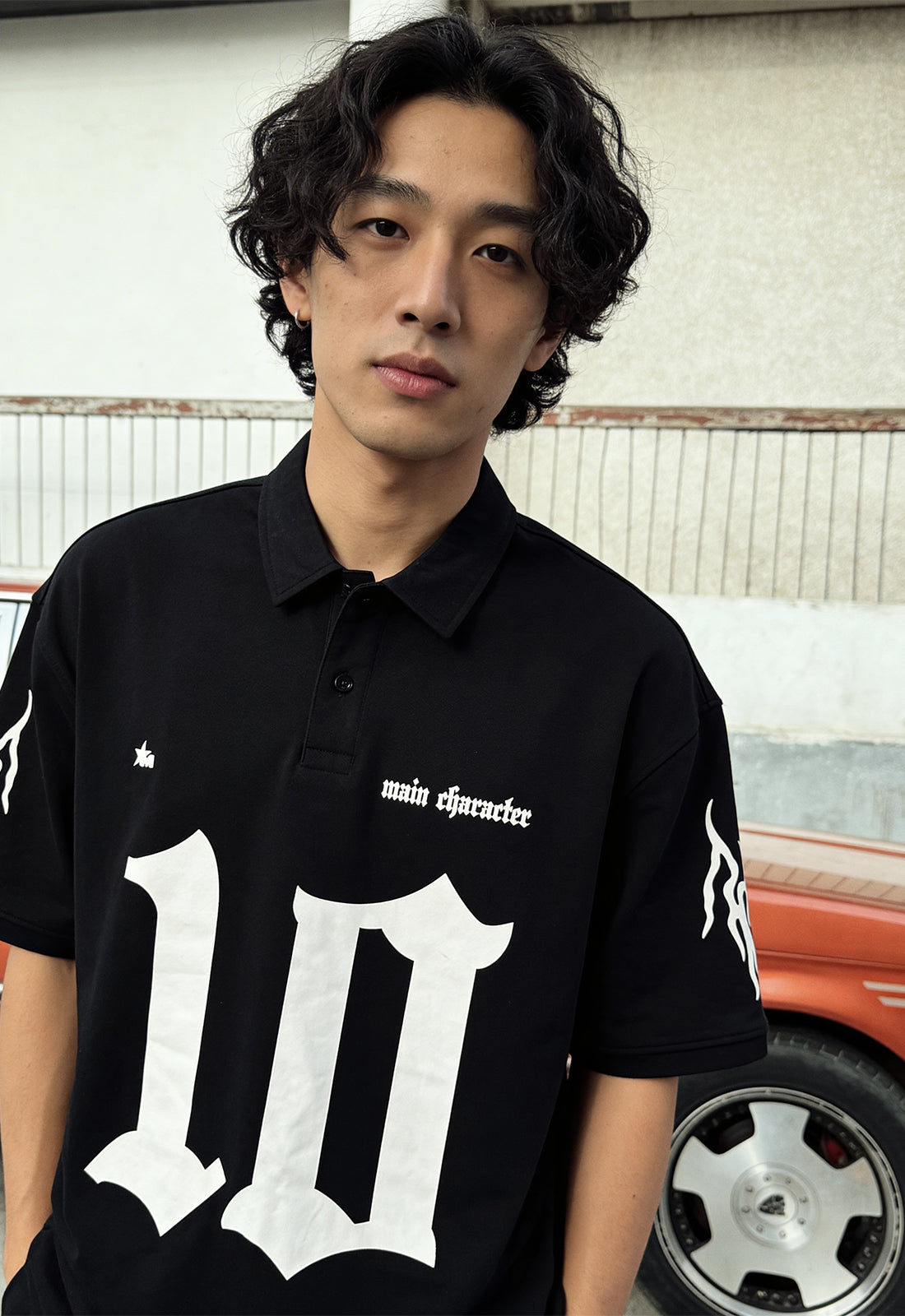 Black-Ten Oversized Polo T-Shirt