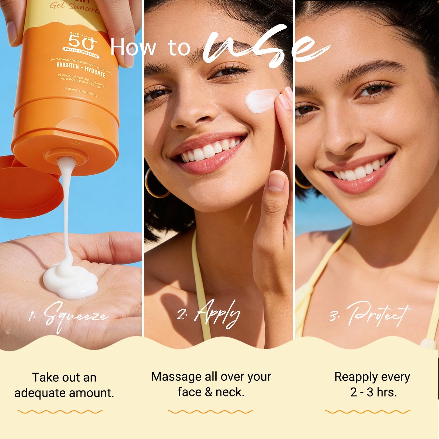 Glow+ Dewy Gel Sunscreen In-Vivo Tested SPF 50+ PA++++ with Papaya & Vitamin C - 80g
