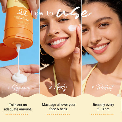Glow+ Dewy Gel Sunscreen In-Vivo Tested SPF 50+ PA++++ with Papaya & Vitamin C - 80g