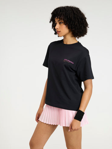 Black  Serve Side Oversized Printed Tee - Women