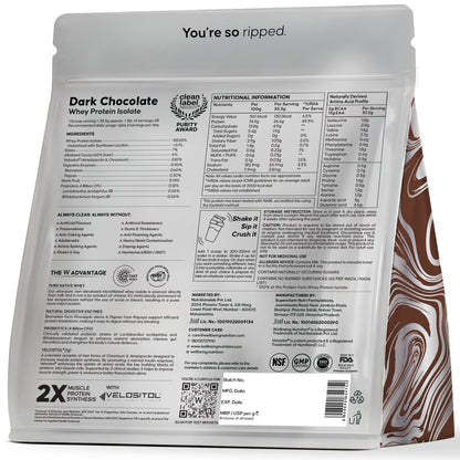 Whey Protein Isolate Dark Chocolate | Wellbeing Nutrition at Broadway