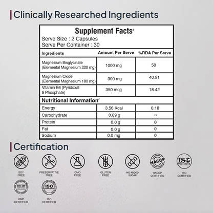 Miduty Chelated Magnesium Bisglycinate (Glycinate) | 1000mg Supplement For Sleep, Stress, Muscle Recovery & Cramps | 400mg Elemental Magnesium | High Absorption with Vitamin B6 | 60 Veg Capsules