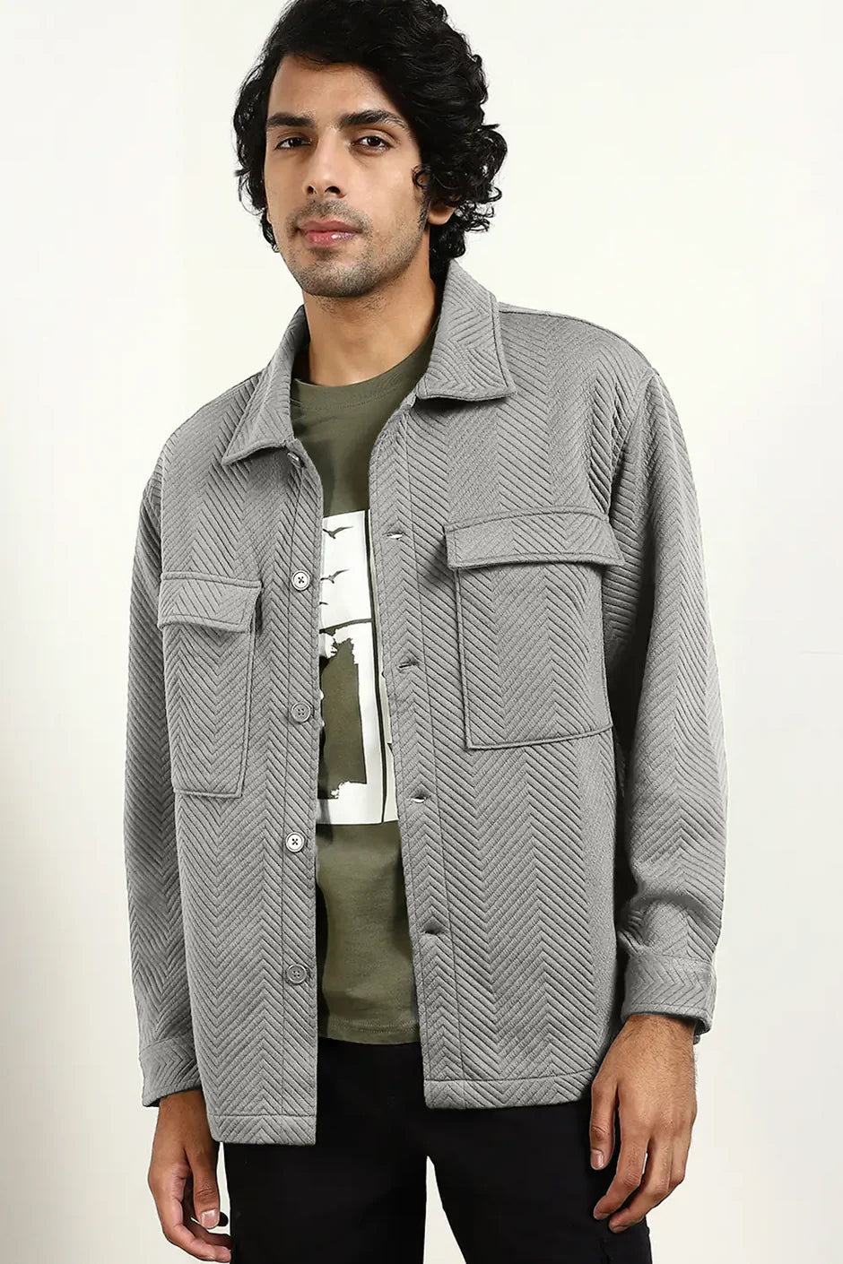 Relaxed Fit Textured Overshirt