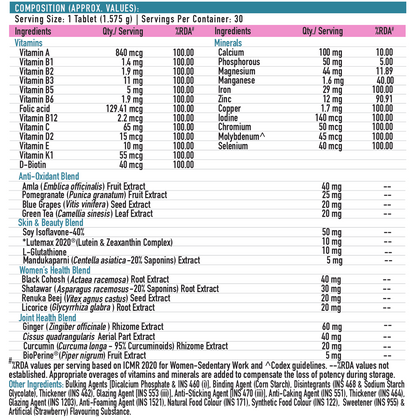 Advanced Multivitamin for Women, 30 Tablets | With Clinically Researched Ingredients | For Energy, Immunity and Joints, Maintains Hormonal Balance