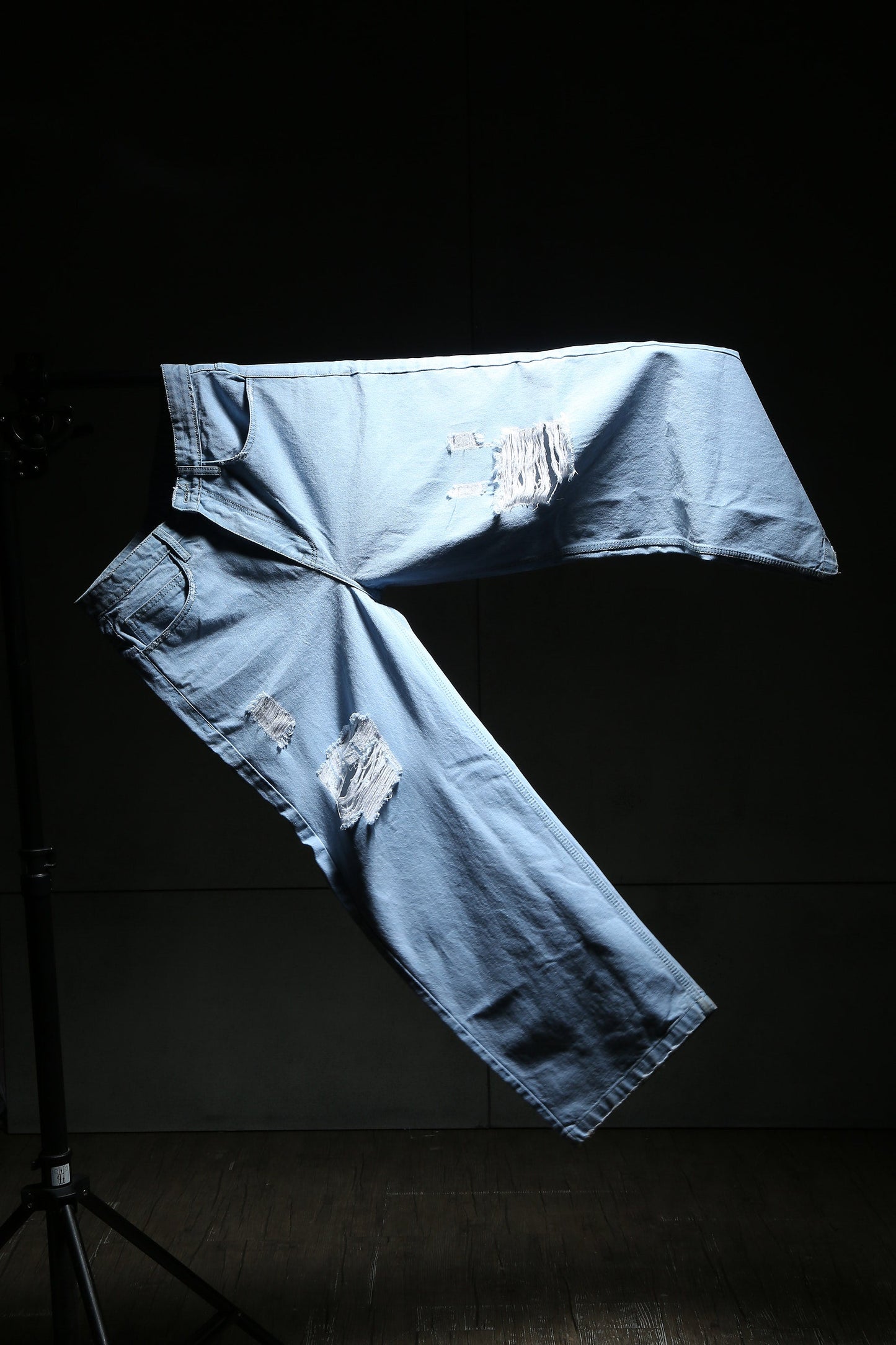 Distressed Blue Baggy Denim