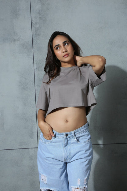 Cropped Tee Grey