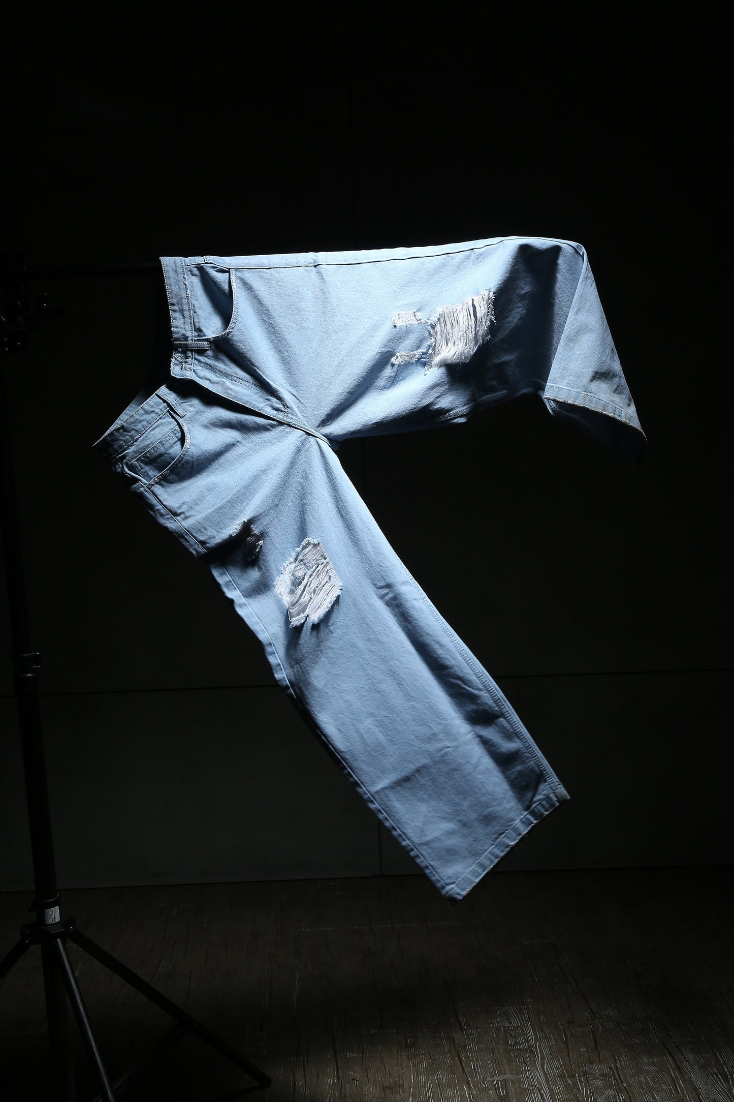 Distressed Blue Baggy Denim